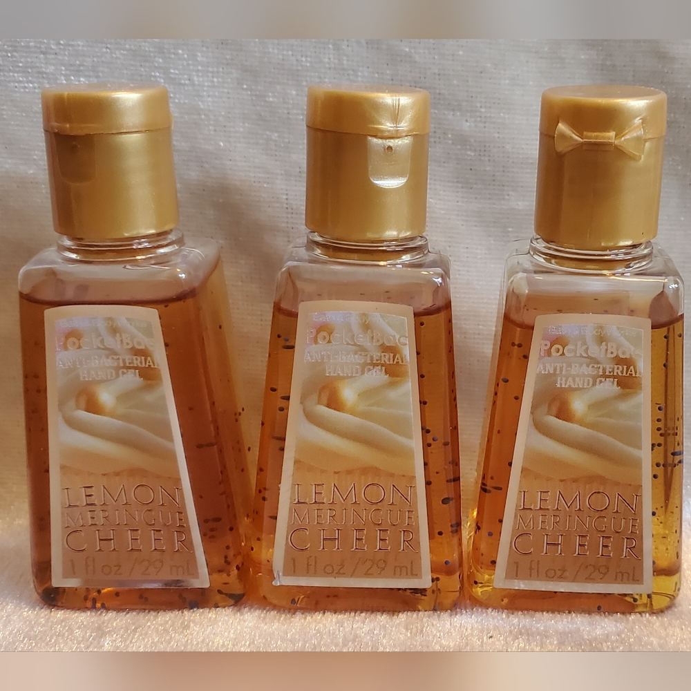 3 Bath & Body Works Lemon Meringue Cheer PocketBac Hand Gel Anti-Bact…